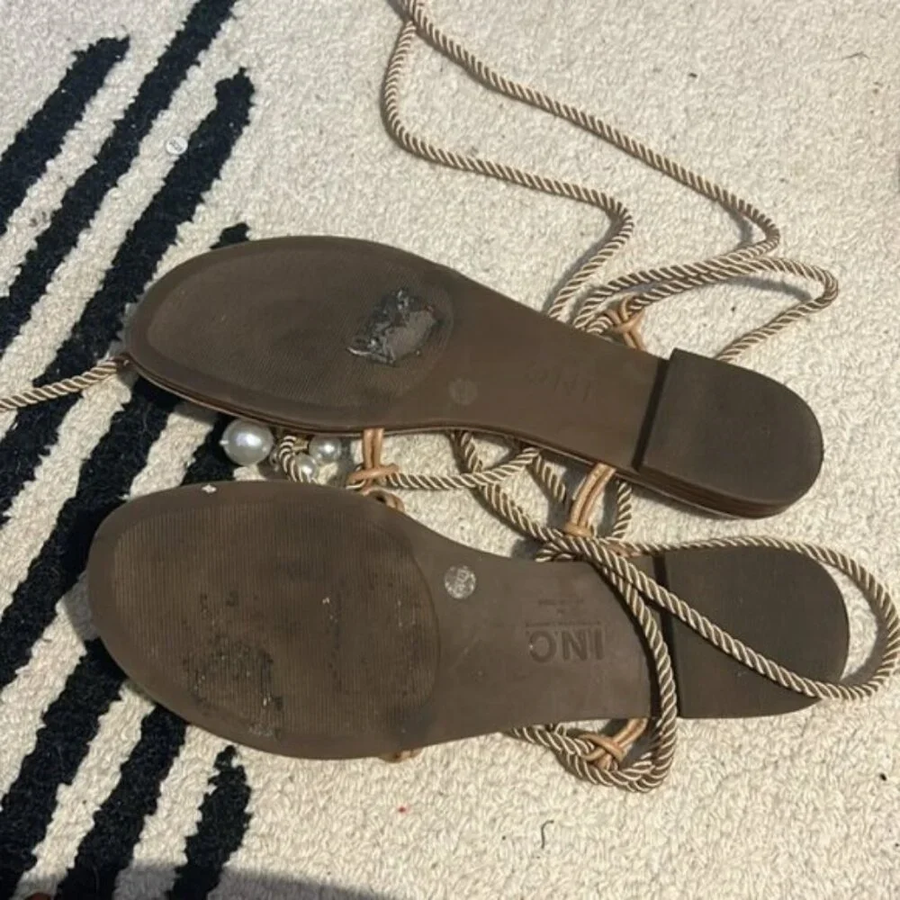INC International Concepts Jerzi Rope Embellished Strappy Flat Sandals Size 11 - Picture 5 of 6